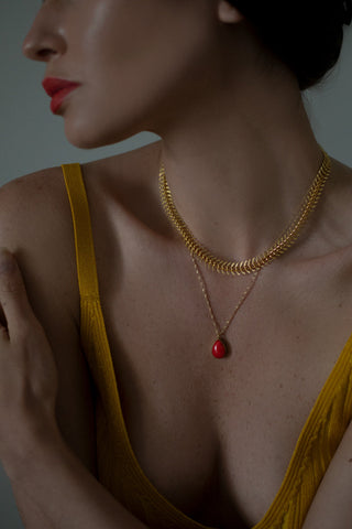 Coral Necklace by One Dame Lane Gemstone Collection